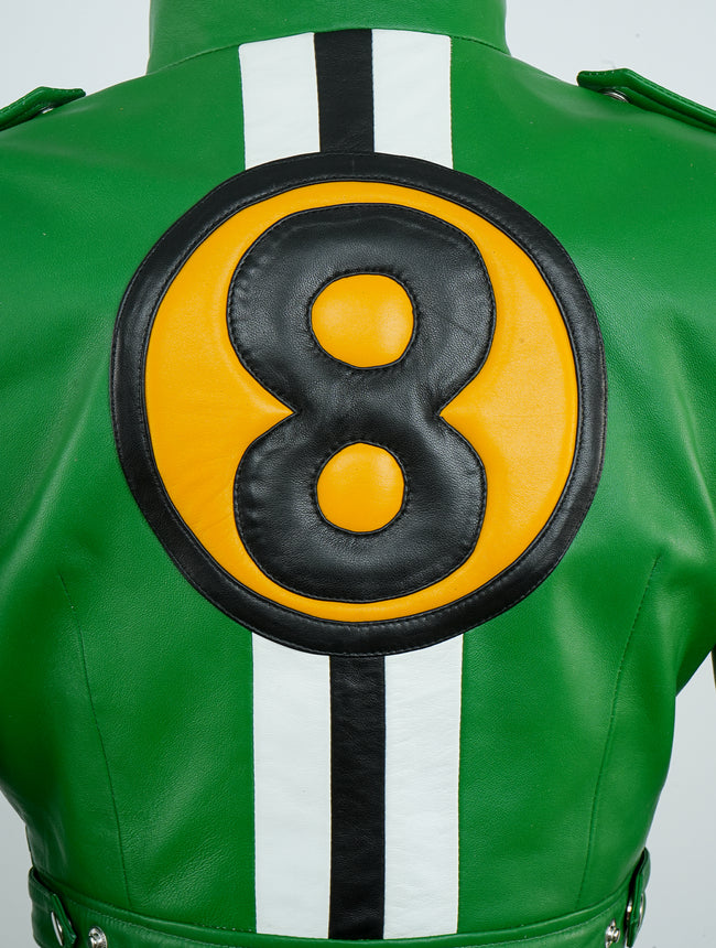 blue mary real bout fatal fury-KOF back 8 patch green leather jacket