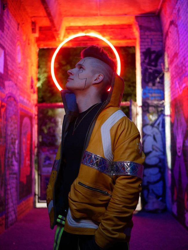 David Martinez Cyberpunk Edgerunner Inspired Yellow Costume Cosplay Leather Jacket