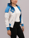 INSPIRED JAIME BLUE BEETLE LEATHER BOMBER JACKET