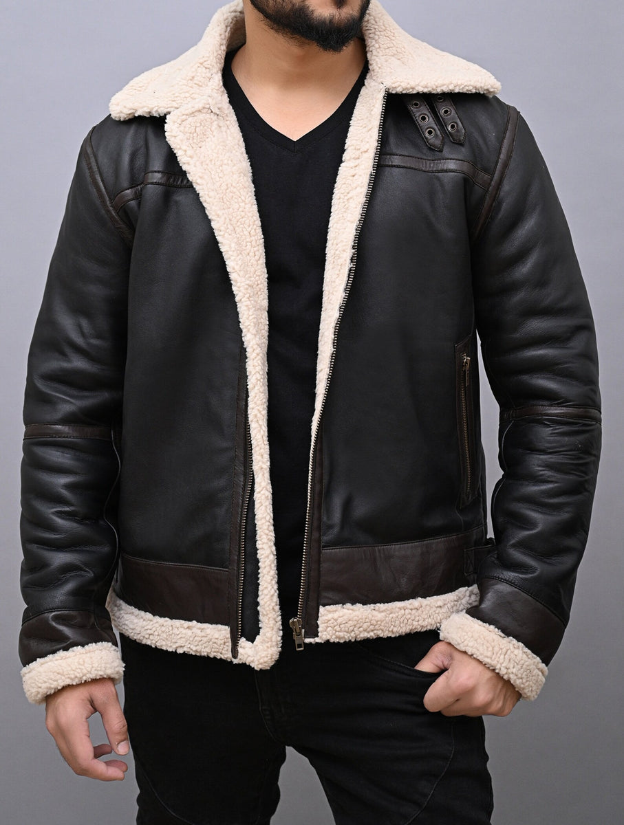 Inspired Leon Kennedy Cosplay Shearling Leather Jacket – Fanzilla