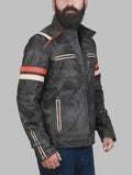 Distressed Cafe Racer Leather Jacket for Men | Vintage Biker Leather Jacket For Men