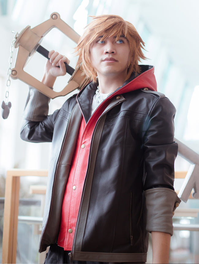 Game Inspired Kingdom 4 Cosplay Hooded Leather Jacket