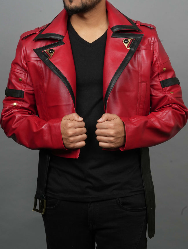 Handmade Guilty Gear Strive Inspired Cosplay Leather Jacket | Sol Badguy Costume Jacket