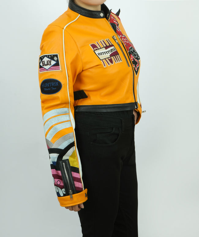 Kpop Rumi Yellow Costume Leather Jacket