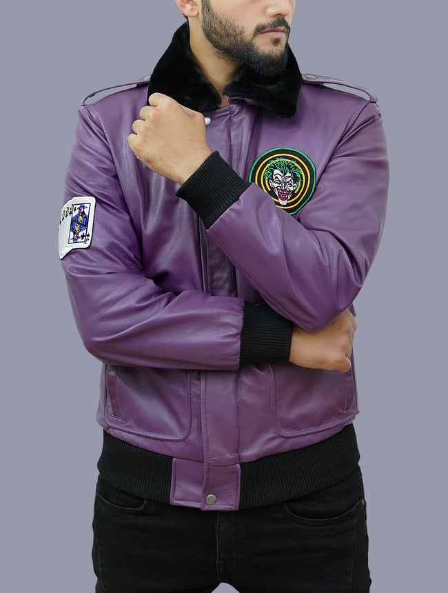 Handmade Goon Clown Prince Of Crime Bomber Leather Jacket