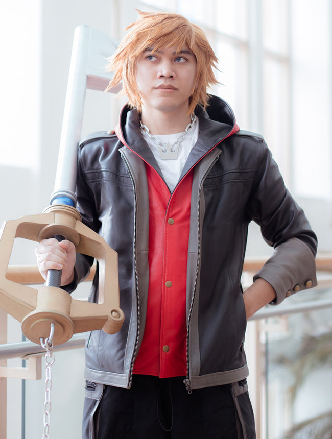 Game Inspired Kingdom 4 Cosplay Hooded Leather Jacket