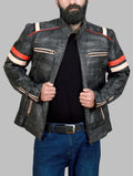 Distressed Cafe Racer Leather Jacket for Men | Vintage Biker Leather Jacket For Men