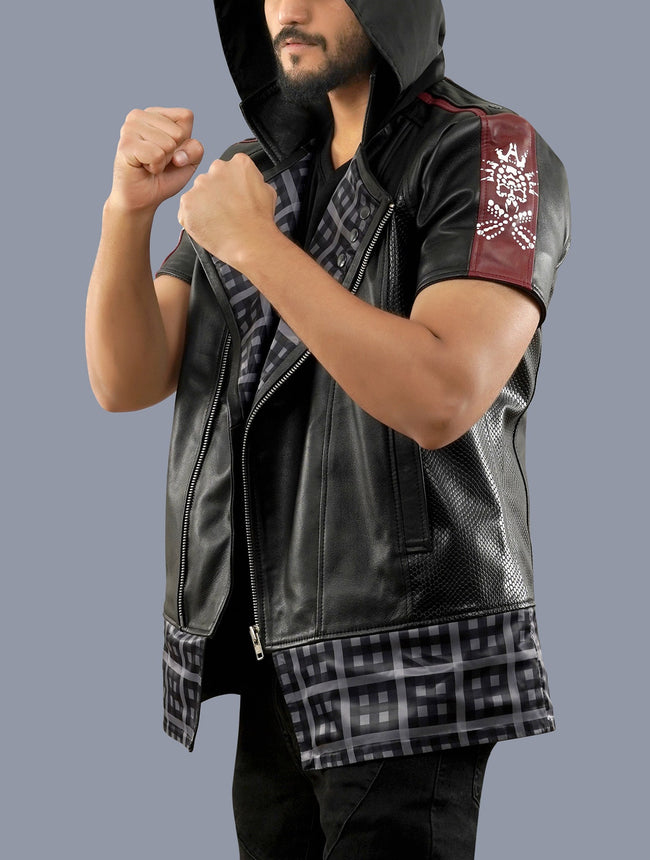 Men's Yozara Black Kingdom Hearts Costume Leather Jacket
