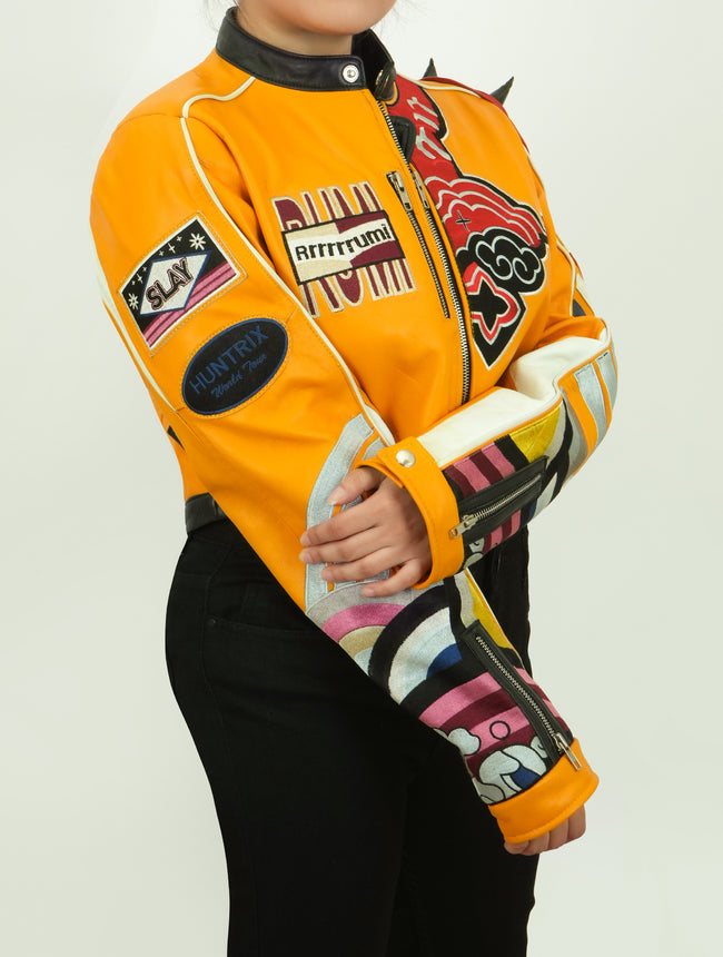 Kpop Rumi Yellow Costume Leather Jacket