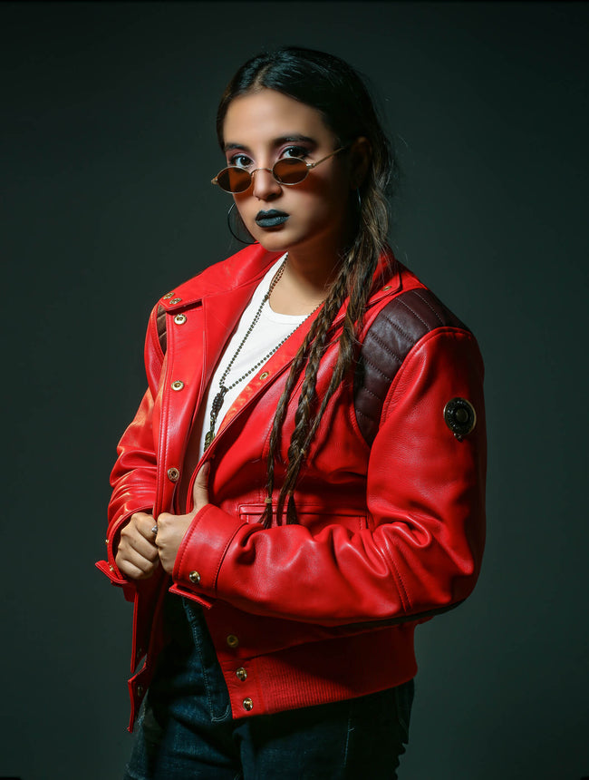 Handmade Womens Red Capsule Kaneda Leather Jacket