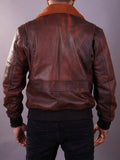 Men's Aviator A-2 Distressed Brown Bomber Leather Jacket