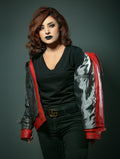 Red and Black leather Hooded Jacket