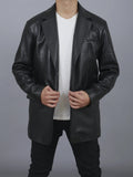 Mens Genuine Black Leather Coat , Mens Leather Blazer Formal Dinner Party Coat  Wedding Leather Coat