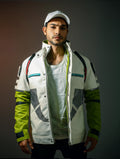 Mens White and Green Handmade Jacket