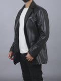 Handmade Mens Leather Coat , Genuine Black Leather Coat, Wedding Leather Coat