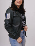 Handmade Women Green  Leather Jacket