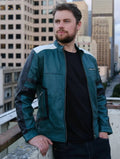 Handmade Mens Inspired Green Leather Jacket