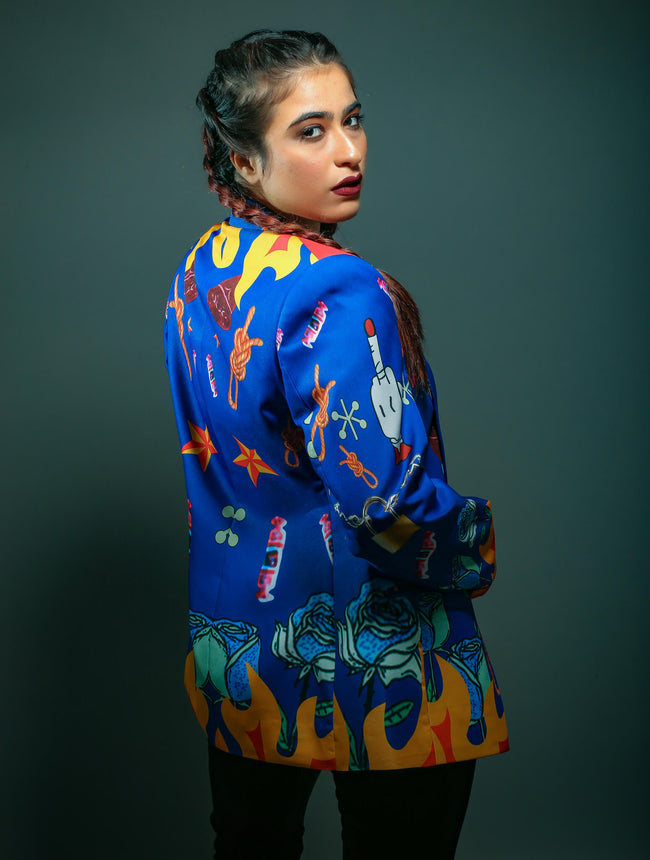 Handmade Blue Harley Coat