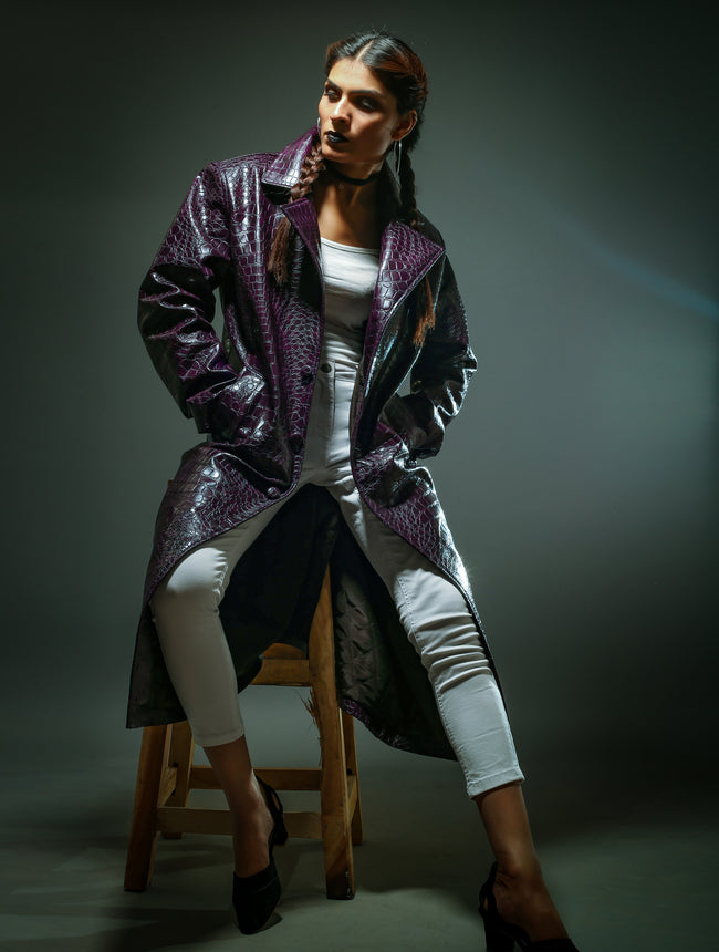 Womens Leather Trench Coat