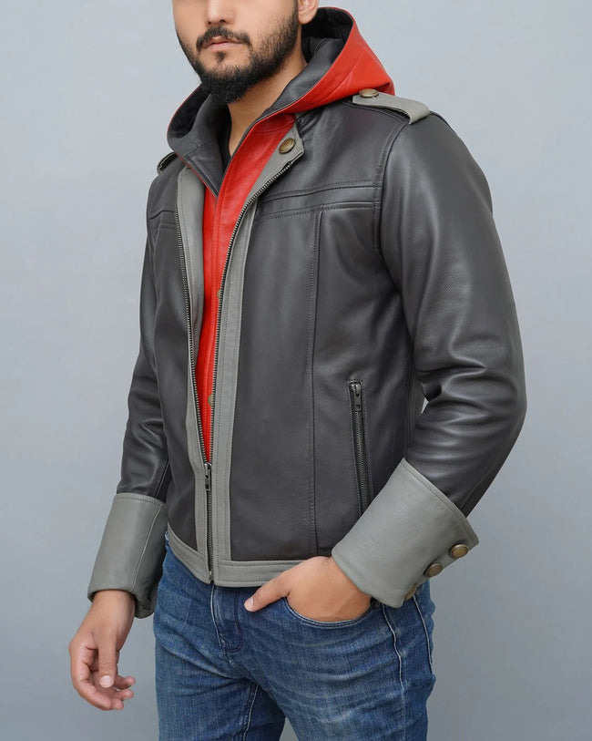 Kingdom Hearts Hooded Leather Jacket