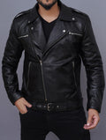 Men's Negan Inspired Brando Motorcycle Black Leather Jacket
