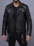 Men's Negan Inspired Brando Motorcycle Black Leather Jacket