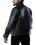 Mens Biker Night Blue Eagle Leather Jacket