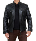 Mens Black Biker Quilted Lambskin Leather Beckham Inspired Leather Jacket