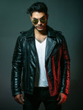 Mens Quilted Black Motorcycle Leather Jacket