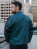 Handmade Mens Cosplay Green Leather Jacket