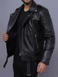 Men's Negan Inspired Brando Motorcycle Black Leather Jacket