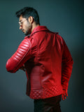 Mens Quilted Black Motorcycle Leather Jacket