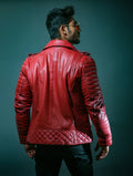 Mens Quilted Black Motorcycle Leather Jacket