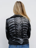 Womens Studded Skull Samara Weaving Guns Akimbo Leather Jacket