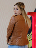 Womens Brown Biker Leather Jacket
