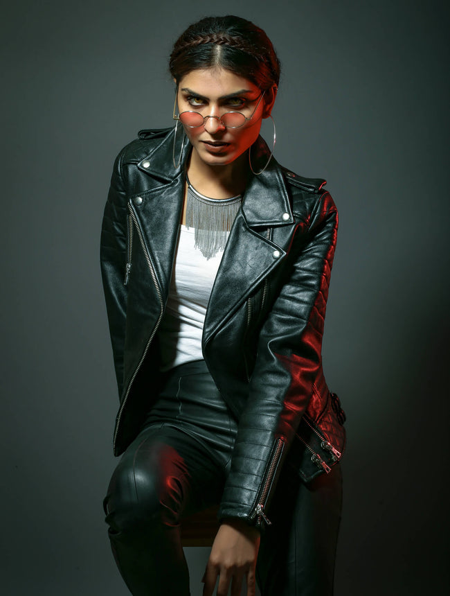 Black Biker Jacket for Women