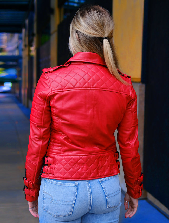 Womens Biker Lambskin Jacket