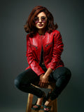 Red Leather Jacket for Women
