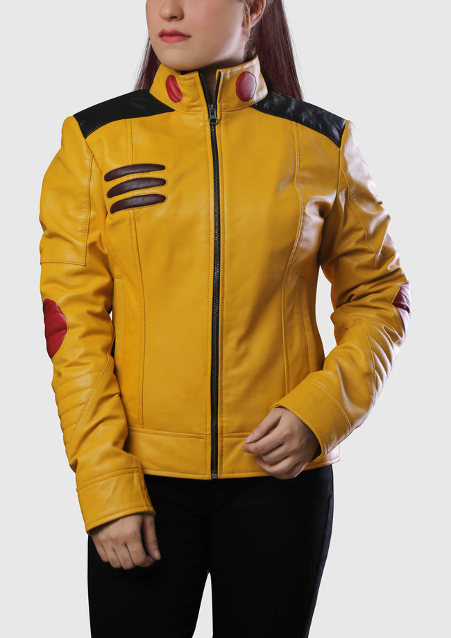Womens Pikachu Costume Yellow Leather Jacket