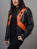 handmade Bakugo MHA women inspired black leather jackett