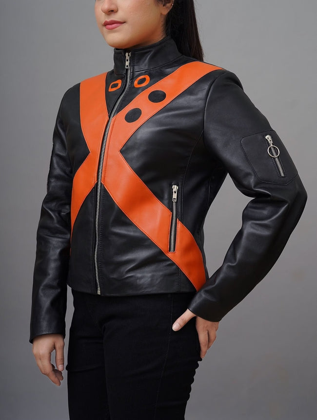 Bakugo MHA handmade costume cosplay black leather jacket