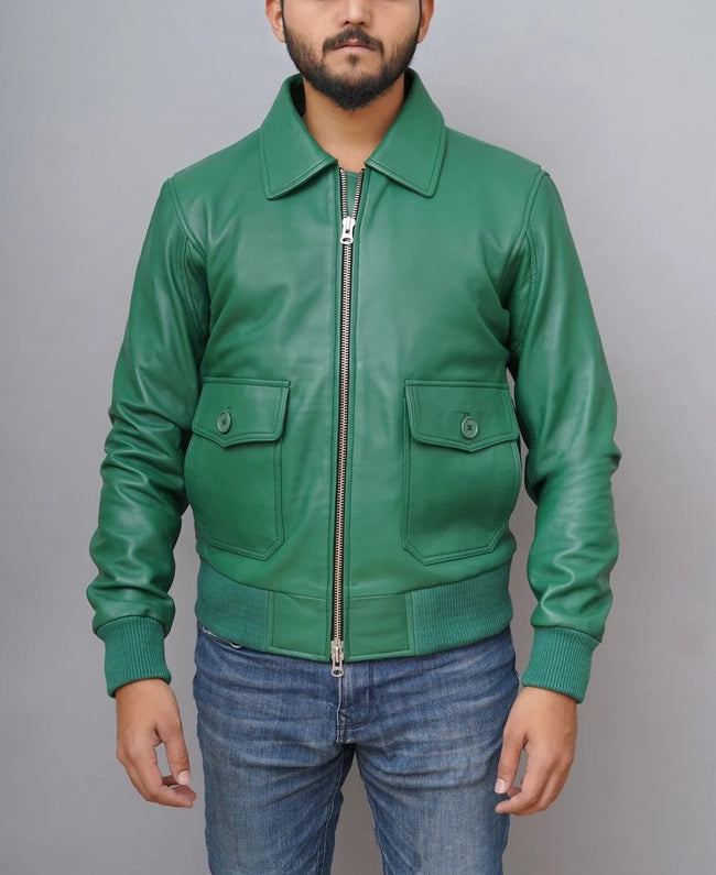 American Forces G1 Green Flight bomber Leather Jacket