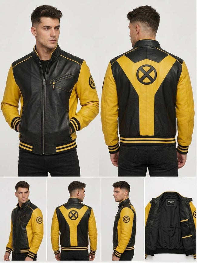 Black and Yellow 90s Mutant Cosplay Leather Jacket | Superhero Anime Inspired Costume | Cosplay Comic Jacket | Men and Women Sizes Available