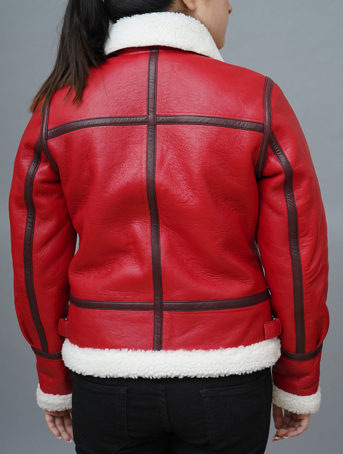 Candace Red Faux Leather Oversized Bomber Jacket – Zia