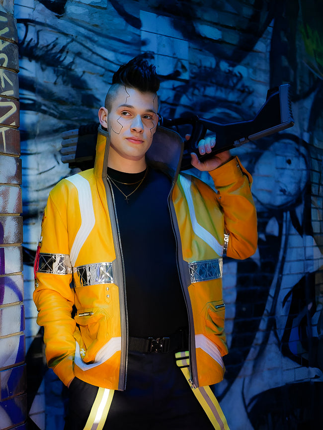 David Martinez Inspired Yellow Costume Cosplay Leather Jacket