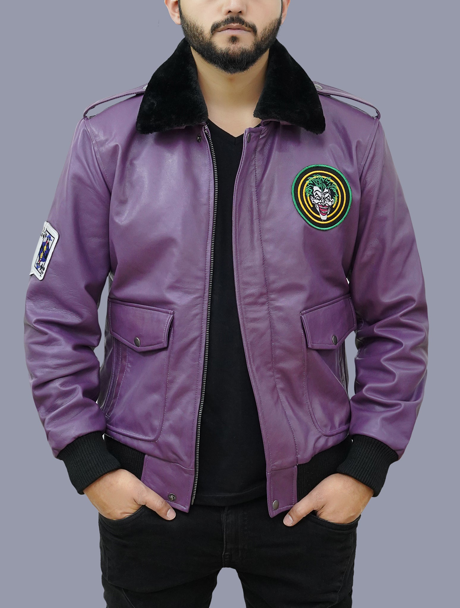 Men Goon Clown Prince Of Crime Bomber Leather Jacket