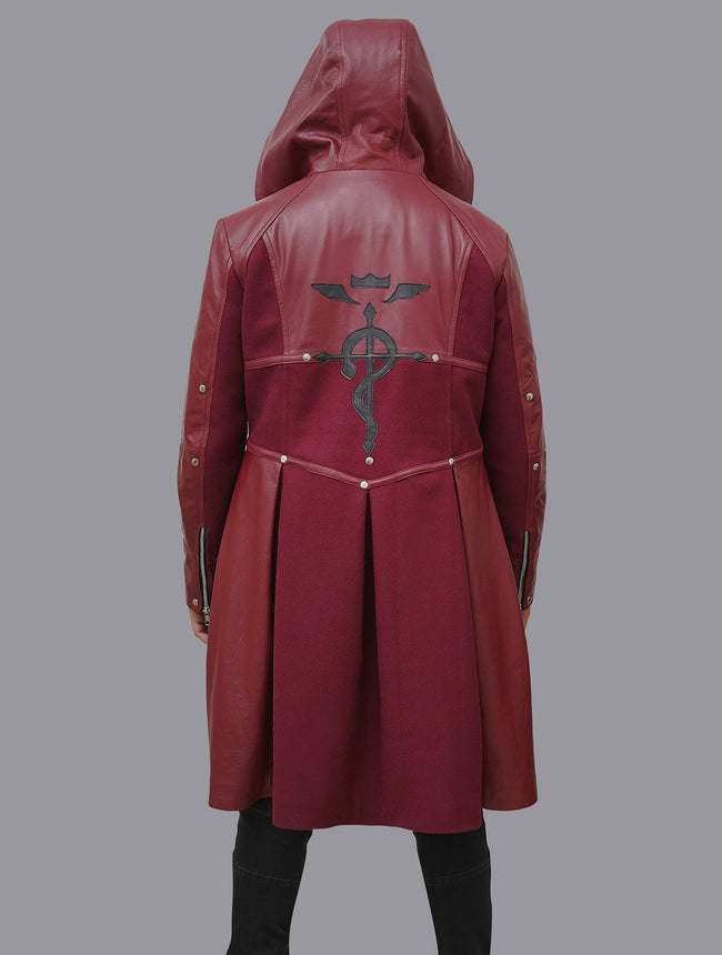 Elric Edward Fullmetal Alchemist Inspired Halloween Cosplay Costume Leather Trench Coa