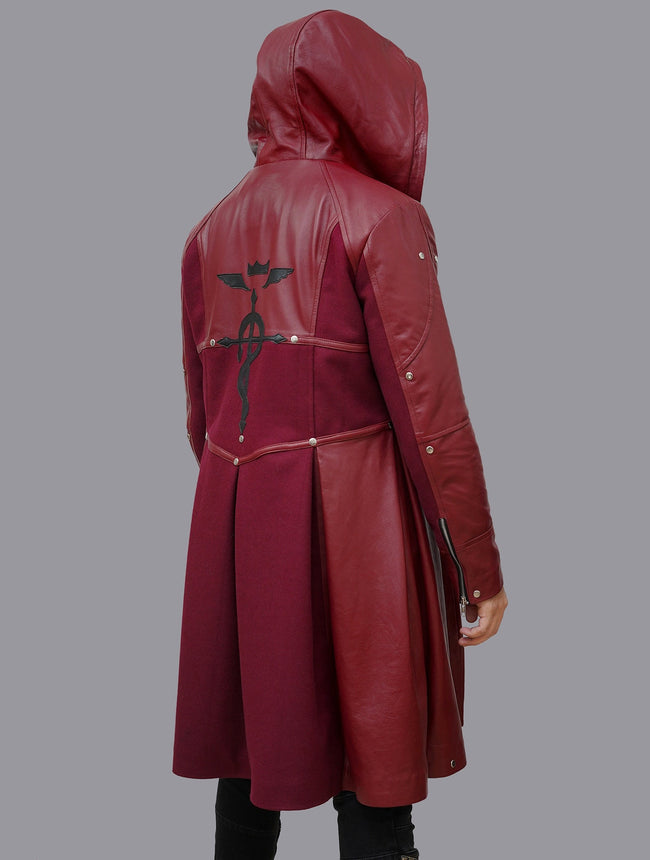 Elric Edward Fullmetal Alchemist Costume Cosplay Real Leather Trench Coat