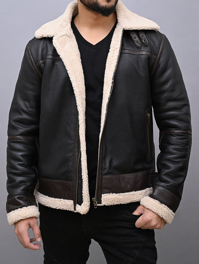 Leon Kennedy Jacket | RE 4 Kennedy Cosplay Shearling Leather Jacket