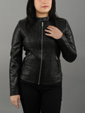 Handmade-Womens-Square-Quilted-Pattern-Black-Real-Sheepskin-Leather-Jacket